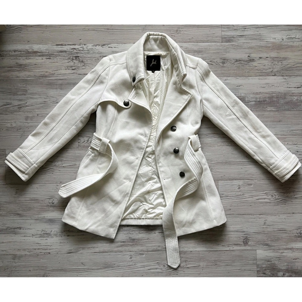 Jack Belted‎ Peacoat Jacket Women's Medium Bronze-Tone Metal Buttons Chic - Picture 2 of 11